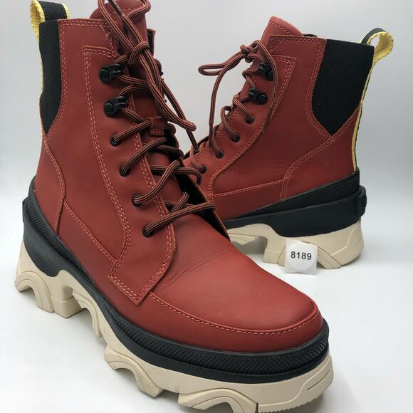 Sorel Brex Lug Sole Lace-Up Boots Wrap Red & Black Size US 7 - Picture 8 of 9